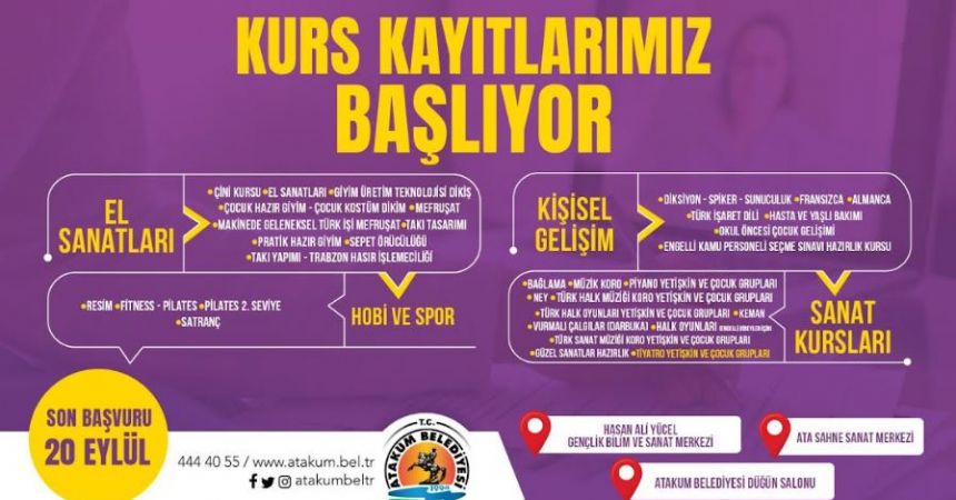 Atakum'da Kurs Başvuruları Başladı