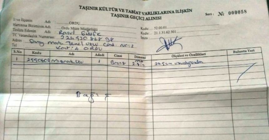 Ordu’da 4 bin yıllık mızrak ucu bulundu Ordu’da 4 bin yıllık mızrak ucu bulundu