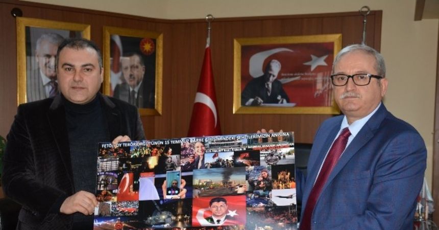 Başkan Erener’e ’15 Temmuz’ tablosu Başkan Erener’e ’15 Temmuz’ tablosu