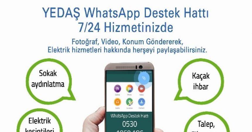 YEDAS Whatsapp destek hattı hizmette