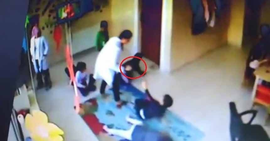 Kreşte kan donduran görüntüler