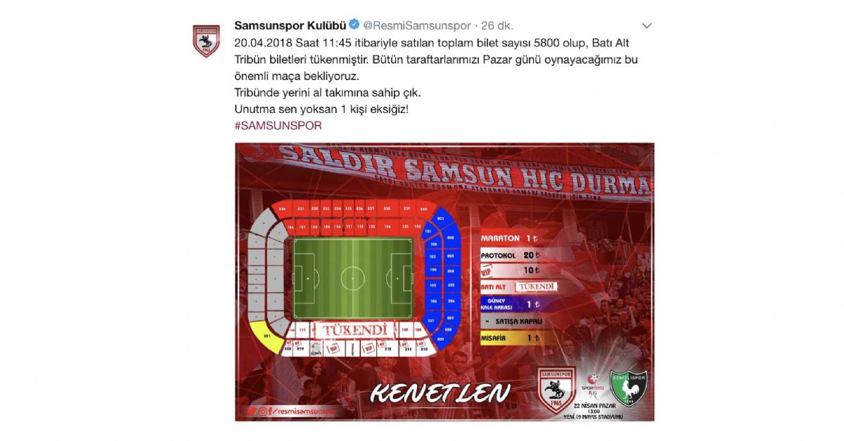 Samsunspor’dan taraftara çağrı