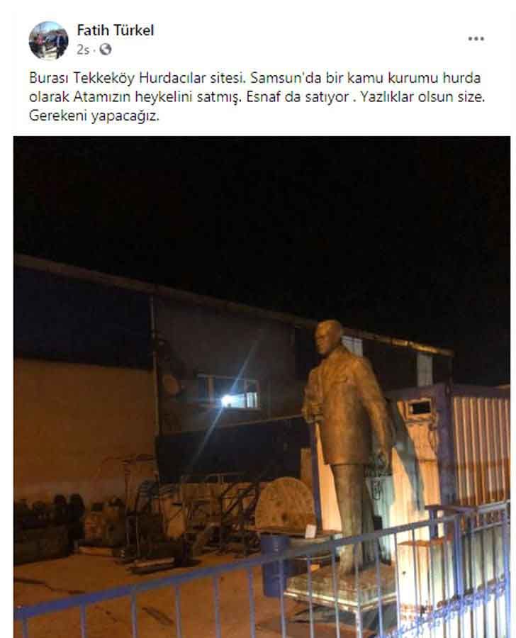 Yazıklar olsun! Atatürk heykelini hurda diye sattılar